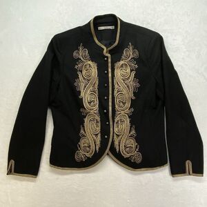 Peter Nygard Jacket Womens XS Black & Gold Wool blend Blazer 80s retro‎